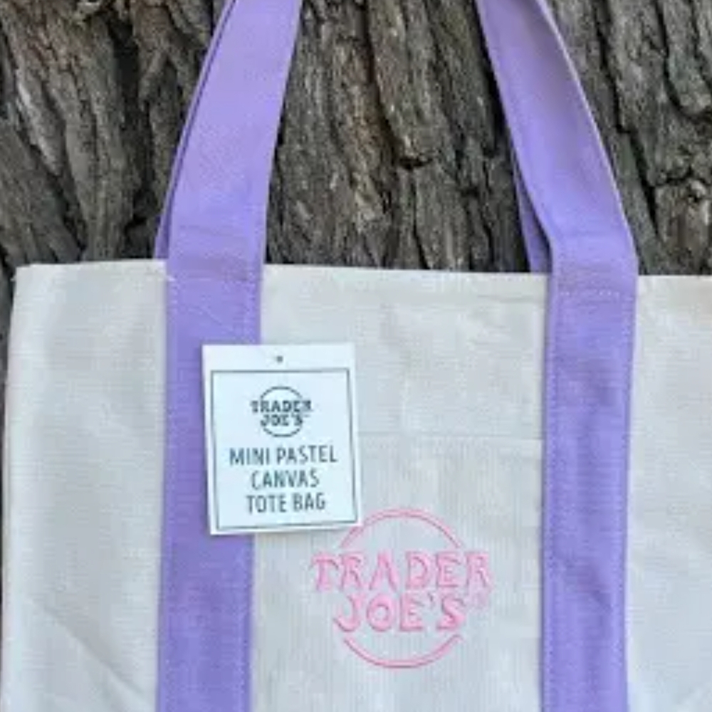 Purple and White Mini Canvas Tote Bag